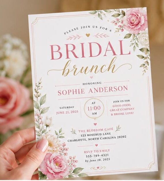 Citrus Bridal Brunch Invitation, Orange Bridal Shower, Bright Floral Citrus , Mediterranean Theme Pink Orange Brunch, Canva Template