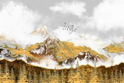 Golden Forest And Mountains
