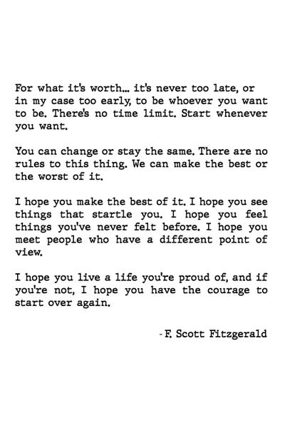 For What It's Worth Scott Fitzgerald Quote