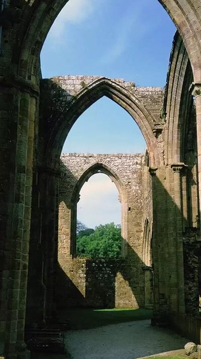 Low angle view of an archway, Bolton Abbey, Yorkshire, England